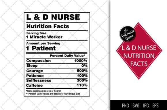L D Nurse Nutrition Facts Svg: Graphics for Crafts