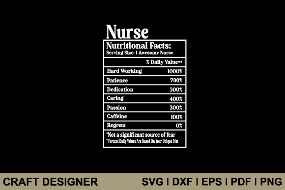Nurse Nutritional Facts SVG: Crafts & Graphics