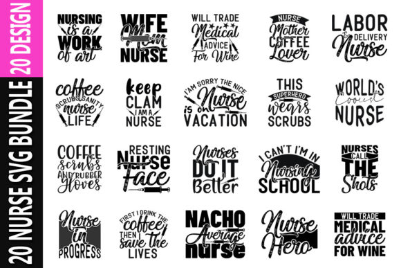 Nurse Quotes SVG Bundle for Crafts & Graphics