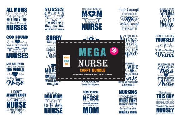 Nurse Typographic SVG Bundle: Graphics for Crafts